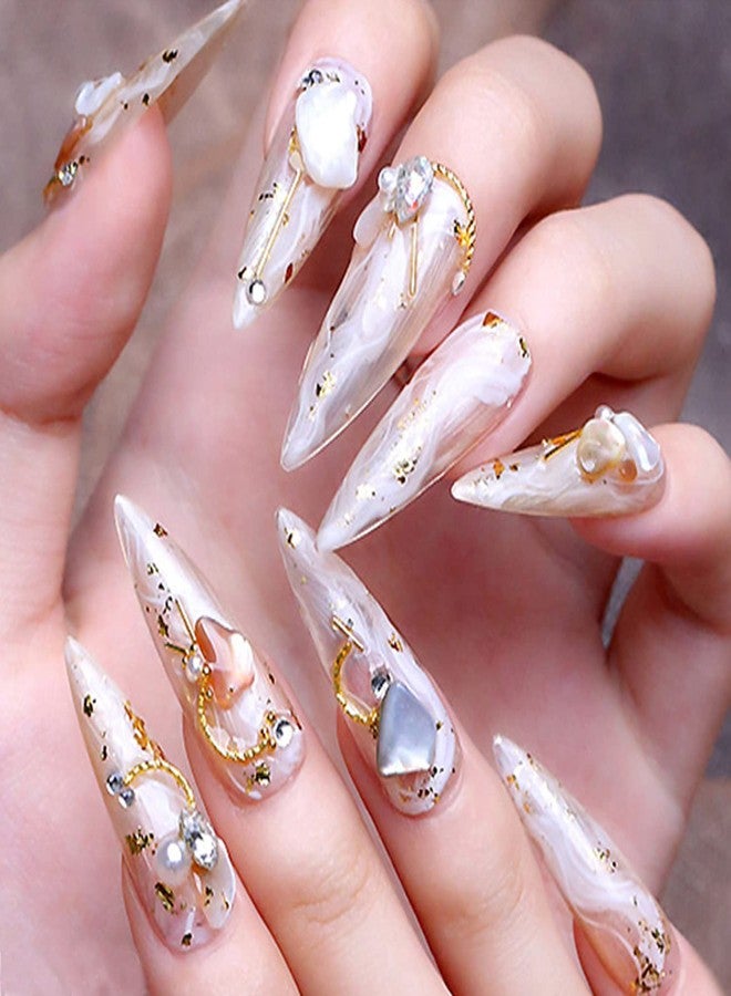 Vezocim 28 Grids Gold Metal Nail Studs, Multiple Shapes Rivet Jewelry Accessories, 3D Mix Geometry Nail Art Glitter Flakes Decorations Set for Women Girls Manicure Acrylic Nails Supplies DIY Crafts Sequins - Image 4