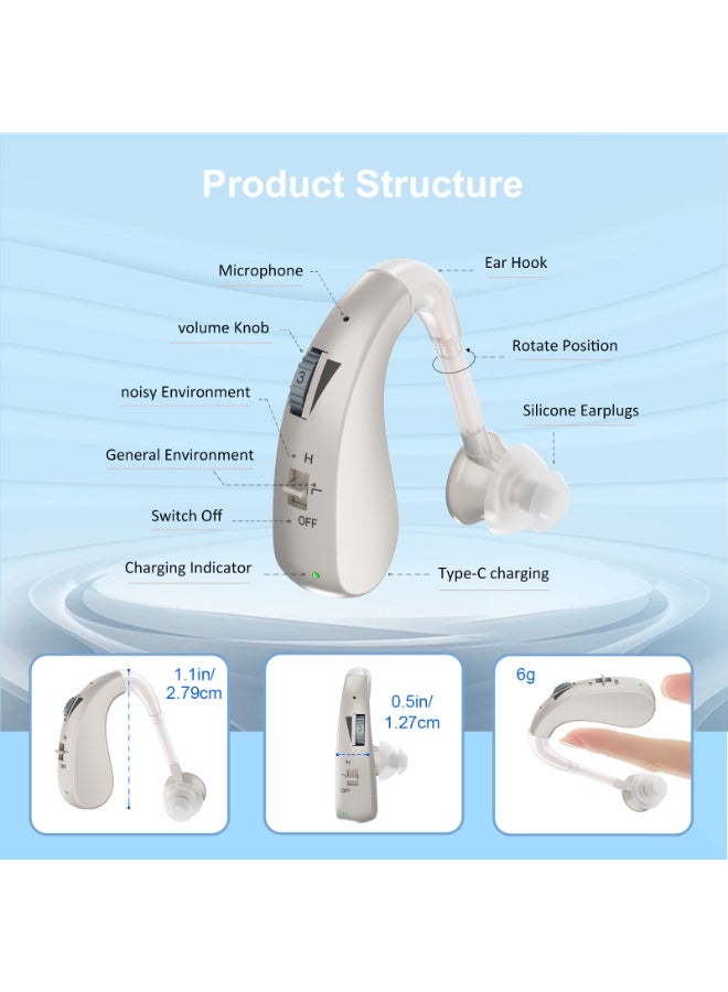 Hearing Aid, Rechargeable Hearing Aids for Hearing Loss, Noise Cancelling and Volume Control - Image 5