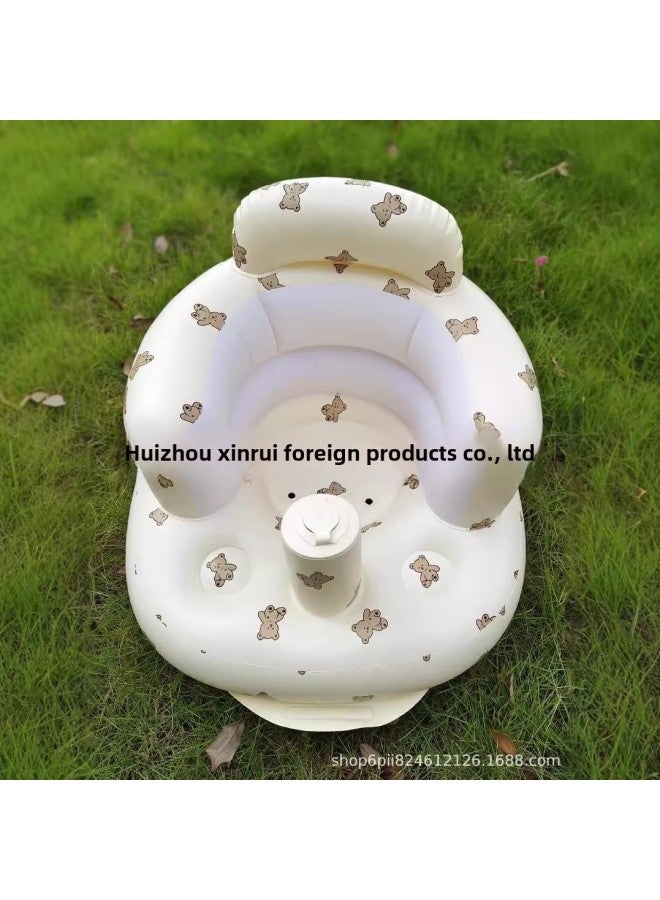 Baby Infant Genuine Goods Chair Learning Artifact Inflatable Seat Children Sofa Bath Stool Inflatable Learning Chair-Color:Whole Body Bear (care Bear) Seat - Image 1