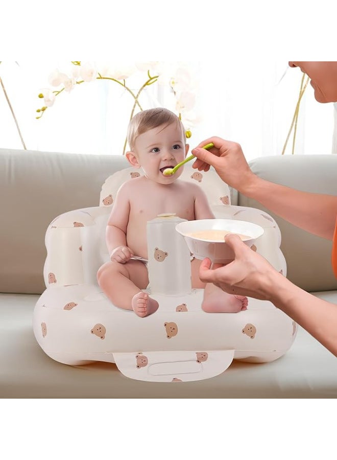 Baby Infant Genuine Goods Chair Learning Artifact Inflatable Seat Children Sofa Bath Stool Inflatable Learning Chair-Color:Whole Body Bear (care Bear) Seat - Image 3