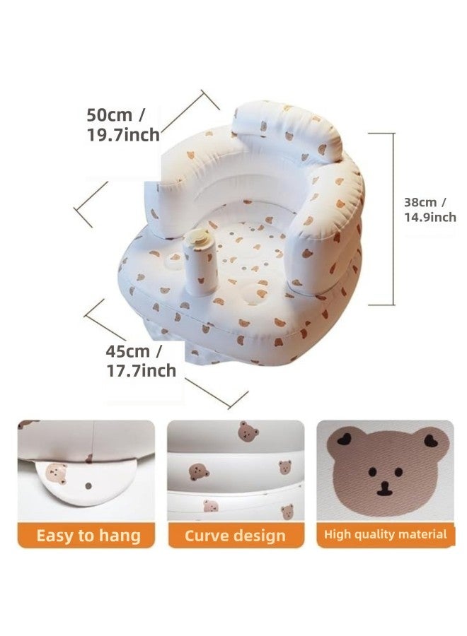 Baby Infant Genuine Goods Chair Learning Artifact Inflatable Seat Children Sofa Bath Stool Inflatable Learning Chair-Color:Whole Body Bear (care Bear) Seat - Image 5