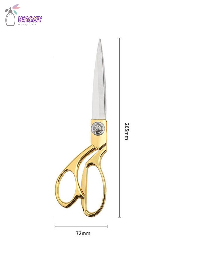 WAOKN 10.5inches Stainless Steel Craft Scissors Professional Dressmaking Sewing Cutter Embroidery Accessories Craft Scissors Fabric Thread Scissors Tool Applied Family Gold  - Image 2