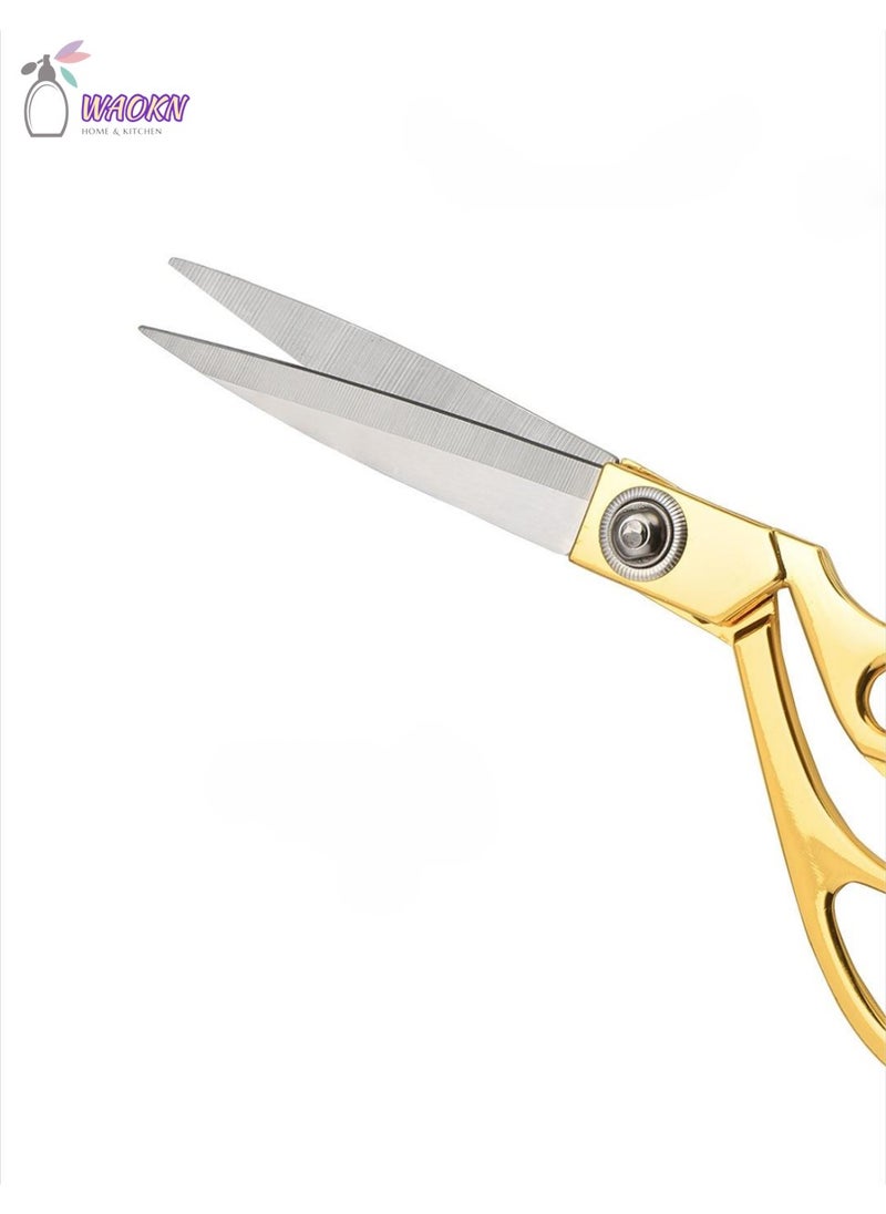 WAOKN 10.5inches Stainless Steel Craft Scissors Professional Dressmaking Sewing Cutter Embroidery Accessories Craft Scissors Fabric Thread Scissors Tool Applied Family Gold  - Image 3