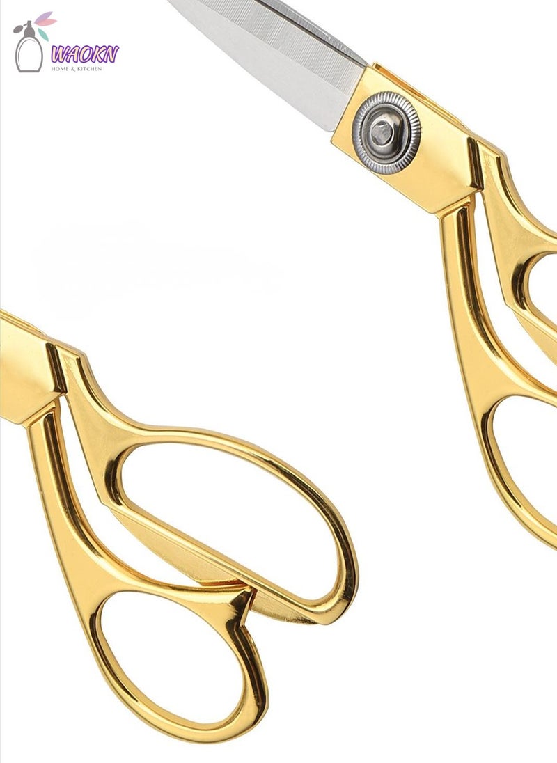 WAOKN 10.5inches Stainless Steel Craft Scissors Professional Dressmaking Sewing Cutter Embroidery Accessories Craft Scissors Fabric Thread Scissors Tool Applied Family Gold  - Image 4