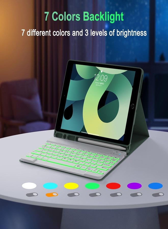 YUNPLE for iPad 9th 8th 7th Generation Case with Keyboard 10.2" - 7 Color Backlit Wireless Detachable Folio Keyboard Cover with Pencil Holder, Compatible with iPad Pro 10.5”/Air 3rd Gen (Dark Green) - Image 3