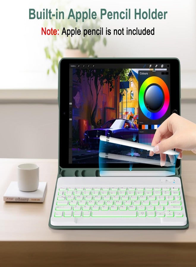 YUNPLE for iPad 9th 8th 7th Generation Case with Keyboard 10.2" - 7 Color Backlit Wireless Detachable Folio Keyboard Cover with Pencil Holder, Compatible with iPad Pro 10.5”/Air 3rd Gen (Dark Green) - Image 5