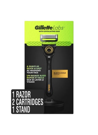Illette Labs Mens Razor With Exfoliating Bar Shaving Kit For Men Includes 1 Handle 2 Razor Blade Refills 1 Premium Magnetic Stand Black And Gold Razor For Men - pzsku/ZCF806014D20AE3416A37Z/45/_/1696071766/0c9d6f6f-86c0-4579-9e07-02e22877e948