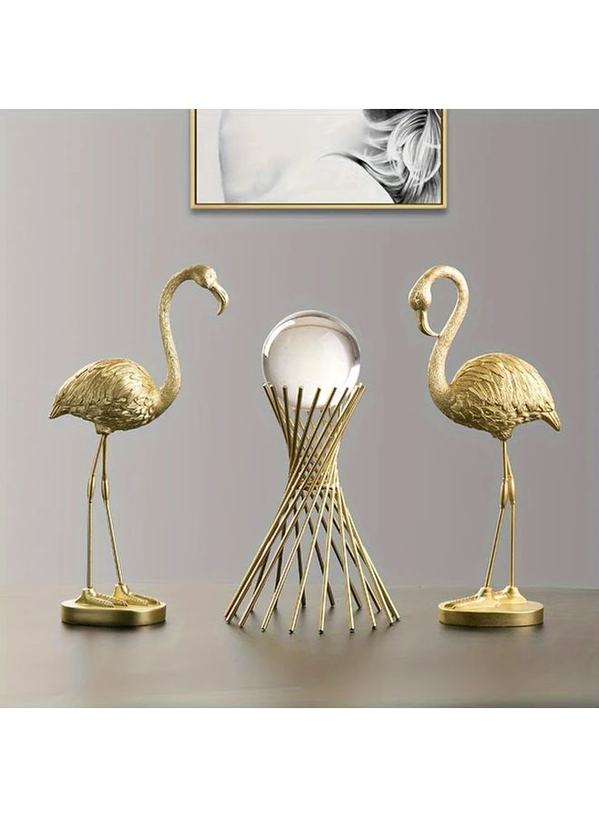 Flamingo Golden Bowed Head Resin Art Modern Minimalist Home Decor for Living Room TV Stand - Image 1