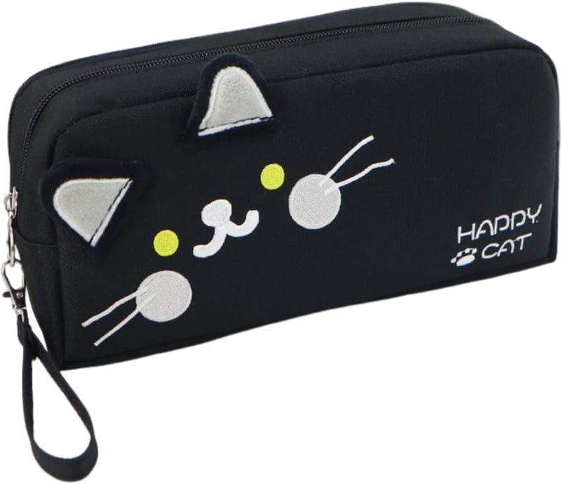 Large Capacity Pencil Case with 3 Layers, Double Layer Embroidery Cat Design Pen Organizer, Multi-Compartment Stationery Pouch for Students, Kids and Cat Lovers, School Supplies Travel Pen Holder - Image 1