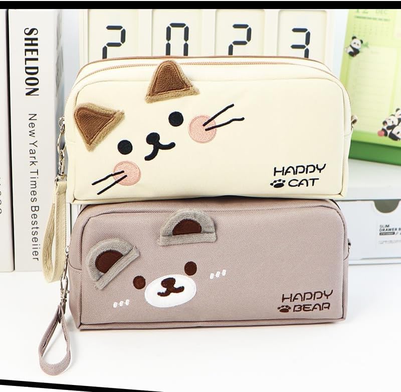 Large Capacity Pencil Case with 3 Layers, Double Layer Embroidery Cat Design Pen Organizer, Multi-Compartment Stationery Pouch for Students, Kids and Cat Lovers, School Supplies Travel Pen Holder - Image 3