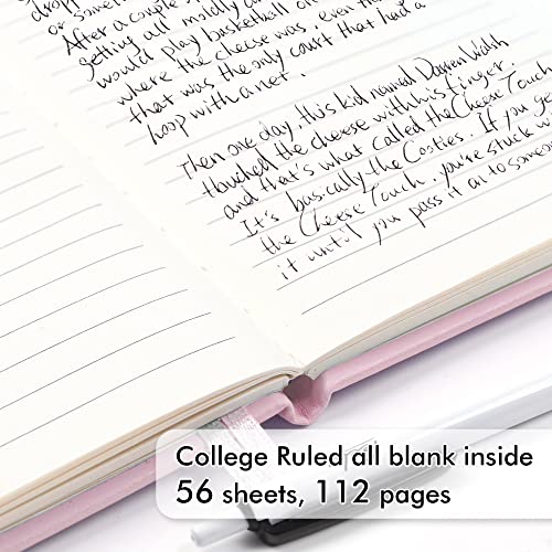 feela 6 Pack Pocket Small Notebooks Bulk, Mini Cute Memo Notepads Hardcover College Ruled Lined Journals with Pen Holder for Women Girls Office School, with 6 Black Pens, 3.5”x 5.5”, A6, Rose Pink - Image 3