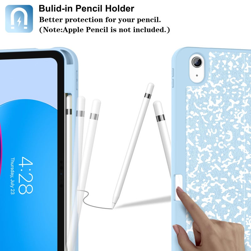 Supveco Case for iPad (A16) 11th Generation 11 inch (2025),iPad 10th Generation 10.9 inch (2022) with Pencil Holder-[Auto Wake/Sleep],Premium Folio Stand Case with Soft TPU Back Cover-Ice Blue - Image 3