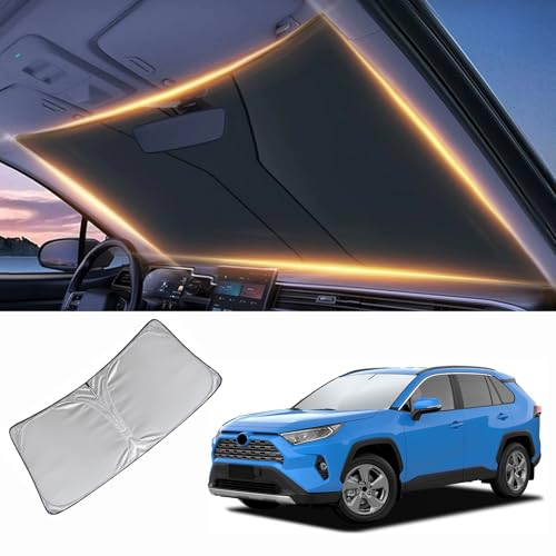 حاجب الشمس لزجاج السيارة الأمامي لتويوتا RAV4 غطاء زجاج أمامي من 2010 إلى 2024 واقي شمس زجاج السيارة ملحقات السيارة