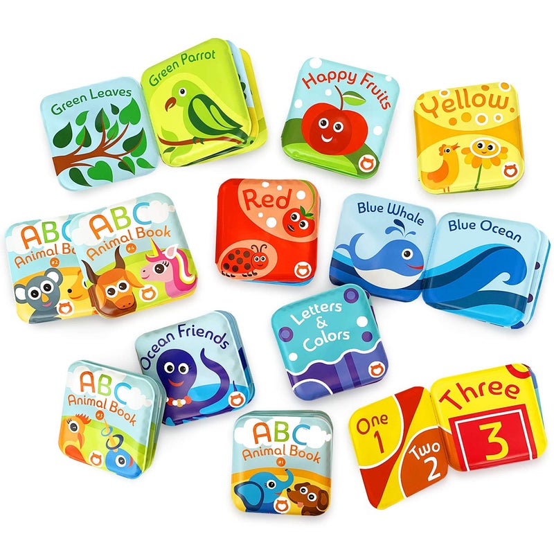 BabyBibi Super Bath Book Set of 12 (Fruits, Ocean Friends, ABC, Numbers Books; Color Recognition Bath Books Including Yellow, Green, Red and Blue Color Topics, ABC Animal Bath Books. - Image 4