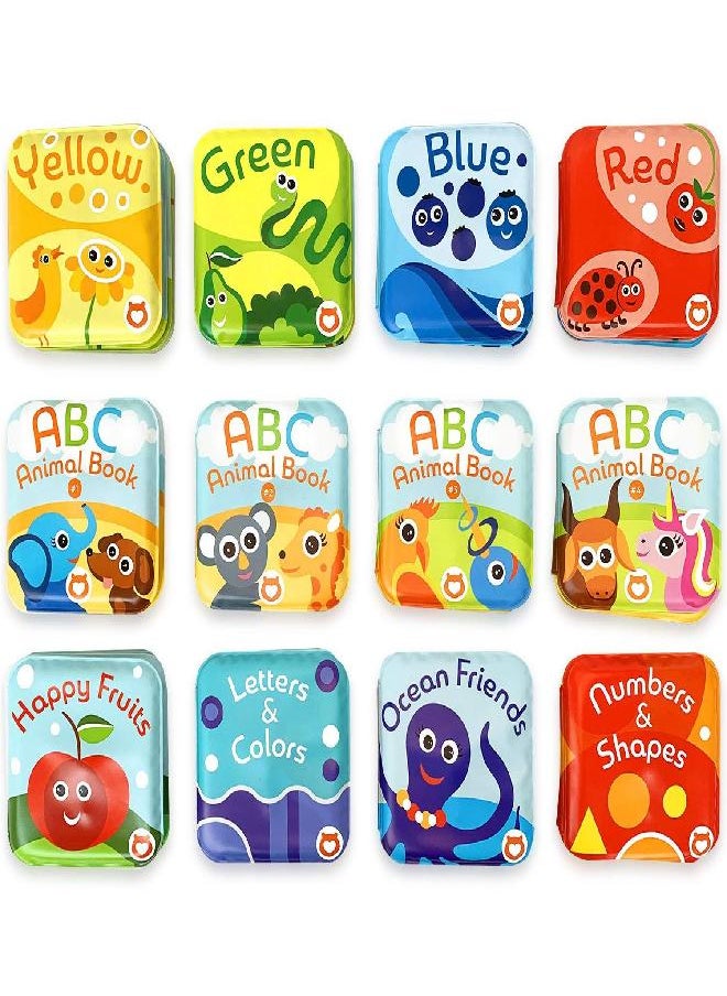 BabyBibi Super Bath Book Set of 12 (Fruits, Ocean Friends, ABC, Numbers Books; Color Recognition Bath Books Including Yellow, Green, Red and Blue Color Topics, ABC Animal Bath Books.  - Image 2