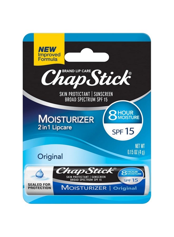 تشابستيك مرطب شفاه تشابستيك 2 في 1 للعناية بالشفاه بعامل حماية من الشمس 15، الأصلي - مرطب شفاه واقٍ من الشمس مع الصبار وفيتامين هـ، 0.15 أونصة لكل عبوة - Image 1