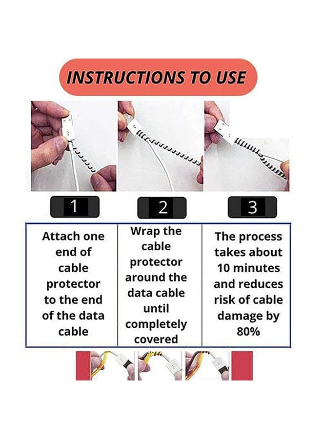 Beauenty 2Pcs 1.6m Spiral Cable Protector, Charger Cable Protector Data Cable Protective Sleeve, Headphone Cable Saver, Charger Protective Cover for Phone USB Prevent Pets from Biting the Cable ( Laser Black and Laser White) - Image 2