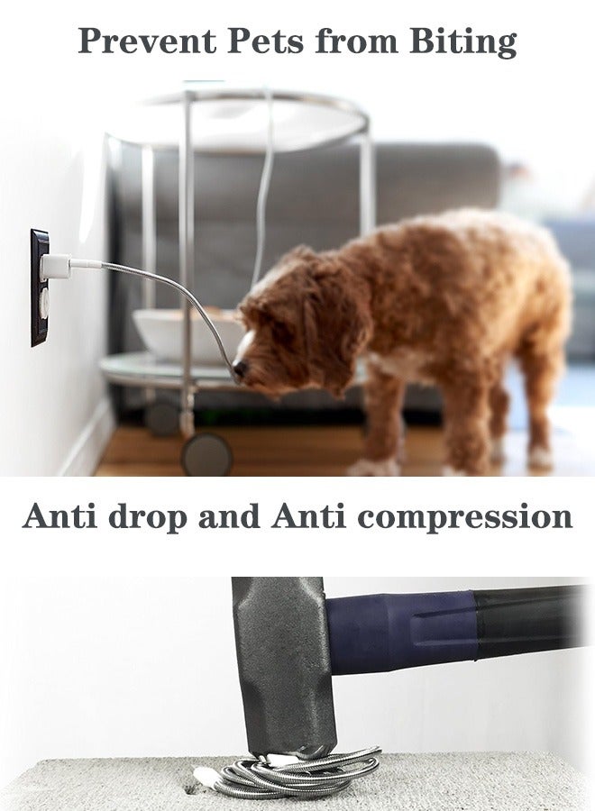 Beauenty 2Pcs 1.6m Spiral Cable Protector, Charger Cable Protector Data Cable Protective Sleeve, Headphone Cable Saver, Charger Protective Cover for Phone USB Prevent Pets from Biting the Cable ( Laser Black and Laser White) - Image 3