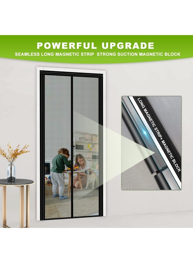 هادور باب شبكي مغناطيسي قابل للتعديل من HADOR، مقاس DIY، عرض 29 بوصة - 33 بوصة، ارتفاع 79 بوصة - 81 بوصة، شبكة باب سوداء متينة مع مغناطيس قوي لباب واحد - Image 4