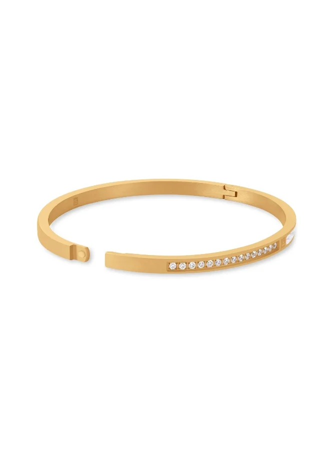 غاي لاروش Aurore Gold-Plated Bangle with Mother of Pearl & Crystals