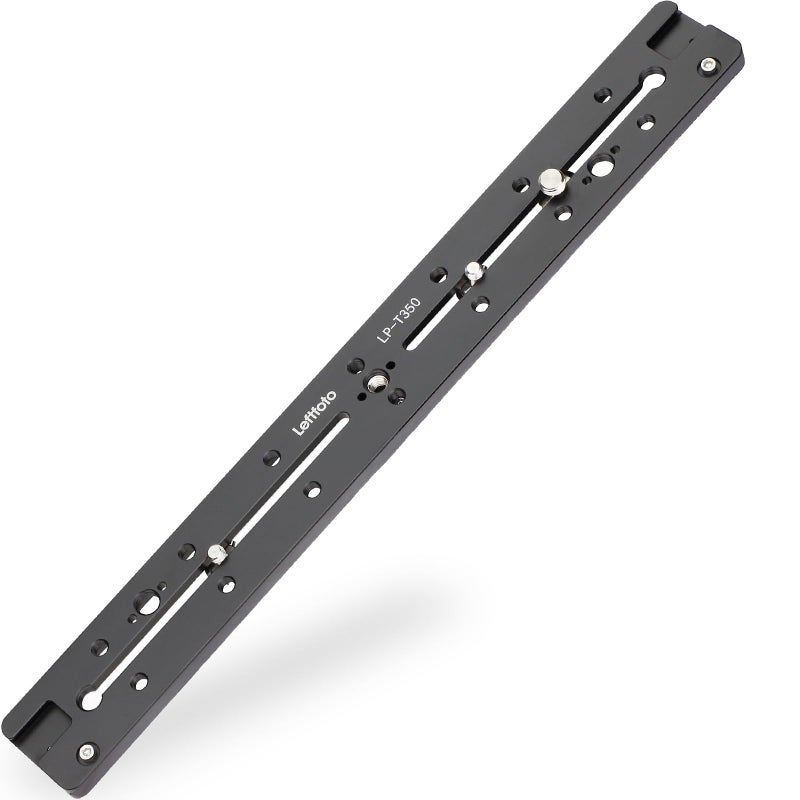 LEFTFOTO 350mm Double Dovetail Slide Rail with Arca Swiss Quick Release Plate,Locating Hole for ARRI,1/4" & 3/8" Threads,Cold Shoe - for DSLR Camera Tripod Ballhead - Image 1