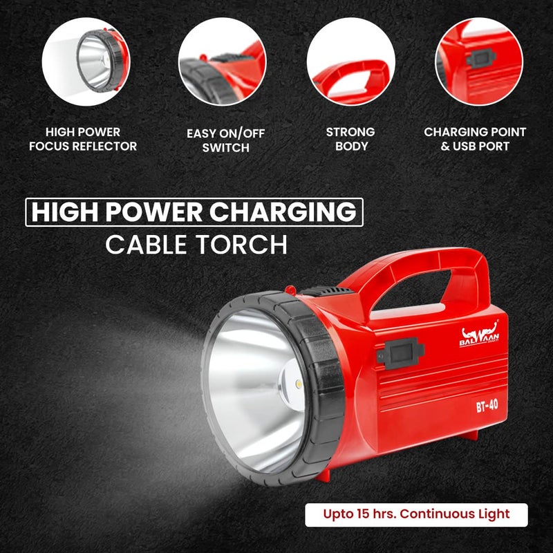 Balwaan Krishi Balwaan Krishi Bhoomi Shakti Torch BT40 Rechargeable LED Torch 5 Watt Long Beam 4000mAH liion Battery for Agricultural Activities Outdoor Activities Home use Get a Charging Cabel Free  - Image 5