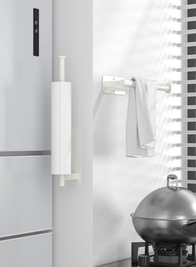 ASTOFLI White Paper Towel Holder, Under Cabinet Paper Towel Holder Wall Mount, Hanging Paper Towel Holders, Adhesive Paper Towel Roll Rack Wall Mounted White PaperTowel Rack - Image 3