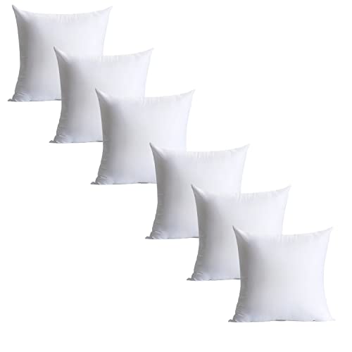 Calibrate Timing 16 x 16 inches Pillow Inserts Set of 6 Hypoallergenic Brushed Microfiber Liner Down Alternative Filled Square Cushion Throw Pillow - Image 1