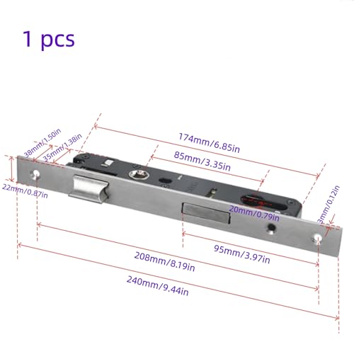 Risbay 1PCS Silver Aluminum Alloy 2 Point Bolt Mortise Lock Replacement Fit for Pella Storm Door Handle Set Part with Screws - Image 2