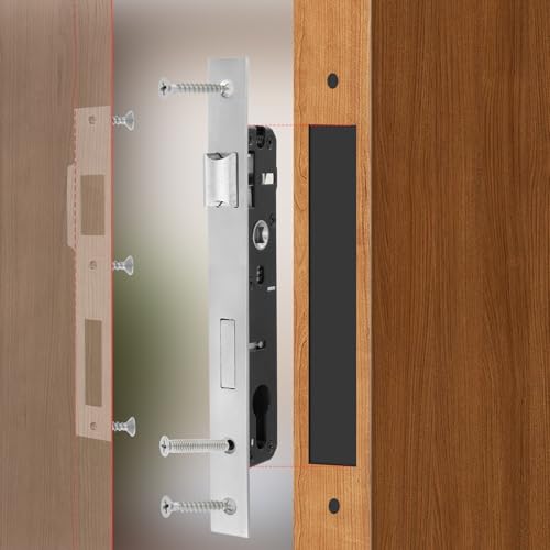 Risbay 1PCS Silver Aluminum Alloy 2 Point Bolt Mortise Lock Replacement Fit for Pella Storm Door Handle Set Part with Screws - Image 4