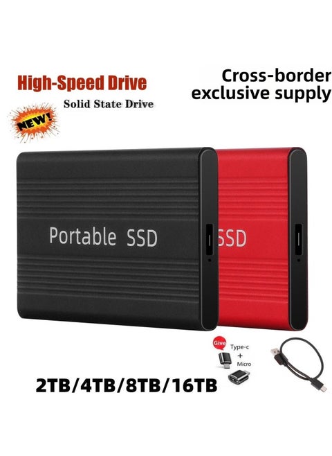 سعة ترقية توسيع محرك الأقراص الصلبة المحمول SSD الحصري 2 تيرابايت4 تيرابايت8 تيرابايت16 تيرابايت عالي السرعة USB3.0-سعة: 1 تيرابايت-الواجهة: فضي