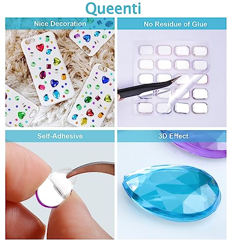 QUEENTI 2102pcs Gems Stickers, Self Adhesive Gems for Crafts Bling Rhinestones for Crafts, Assorted Shapes Jewels Rhinestones Stickers, Muticolor - Image 4
