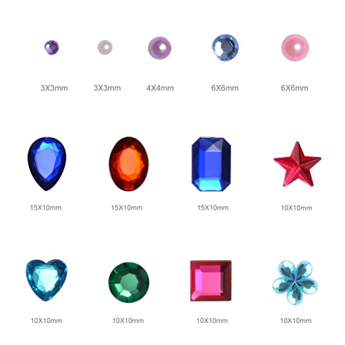 QUEENTI 2102pcs Gems Stickers, Self Adhesive Gems for Crafts Bling Rhinestones for Crafts, Assorted Shapes Jewels Rhinestones Stickers, Muticolor - Image 2