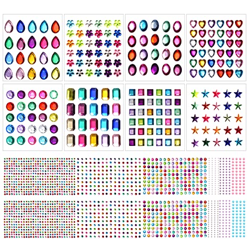 QUEENTI 2102pcs Gems Stickers, Self Adhesive Gems for Crafts Bling Rhinestones for Crafts, Assorted Shapes Jewels Rhinestones Stickers, Muticolor - Image 3