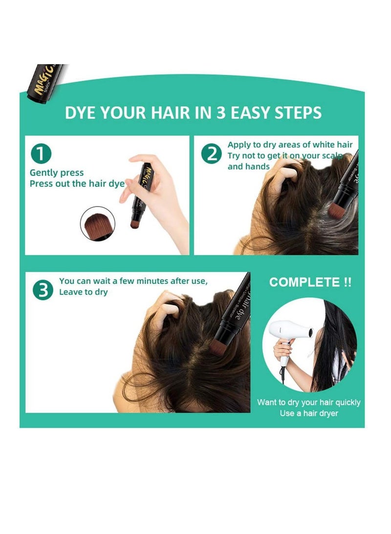 gowwim Temporary Hair Dye Pen Brush Root Touch Up Hair Colour Instant Root Concealer Cover Grey White Hair Root Coffee - Image 4