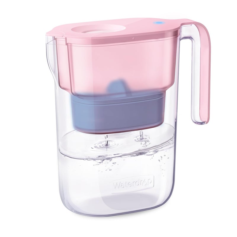 Waterdrop Alkaline Water Filter Pitcher with 1 Filter, Healthy, Clean & Toxin-Free Mineralized Alkaline Water (100 Gallons), Up to PH 9.5, BPA Free, 7-Cup, Pink - Image 1