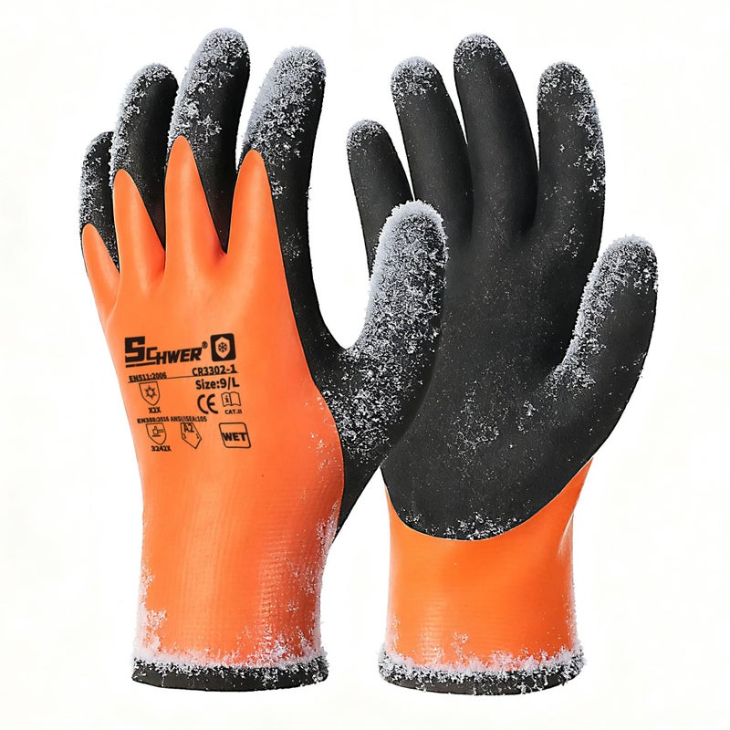 Schwer 100% Waterproof Winter Work Gloves, ANSI A2 Cut Resistant Freezer Gloves for Outdoor Cold Weather Keep Hands Warm, Thermal Insulated Gloves for Shoveling Snow, Ice Fishing, Super Grip, XL - Image 1