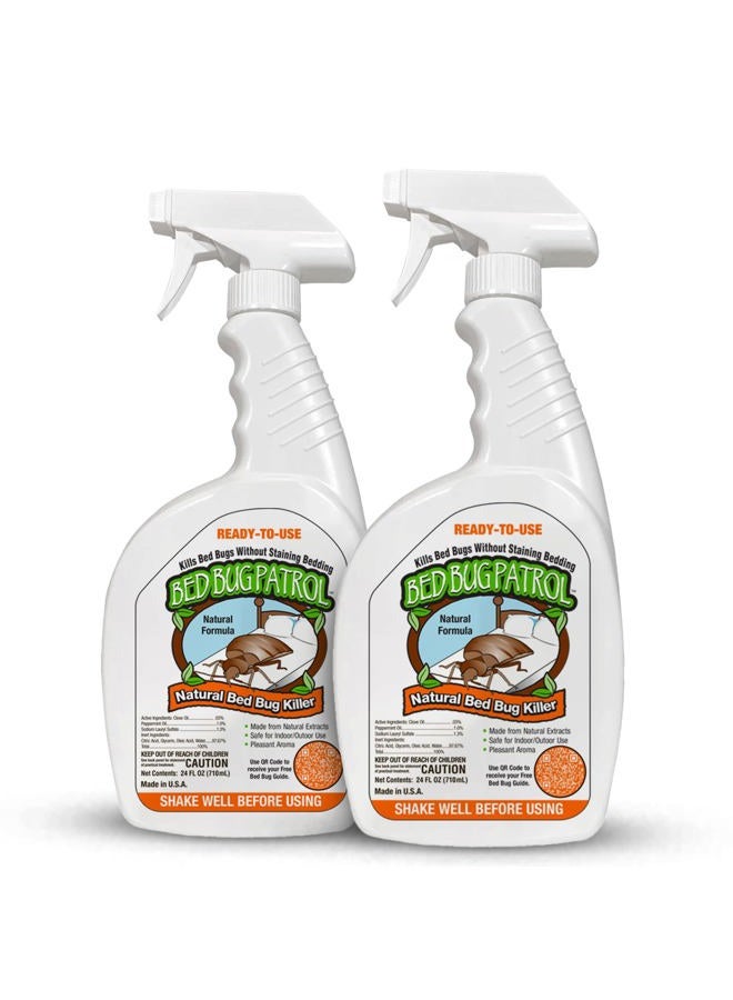 Bed Bug Patrol Natural Bed Bug Killer Spray, Child & Pet Friendly, Non-Toxic, Suitable for Home, Office, Vehicles, Mattresses & Furniture - 24oz Bottle (2 Pack) - Bug Spray Bed Bug Spray - Bug Bye - Image 1