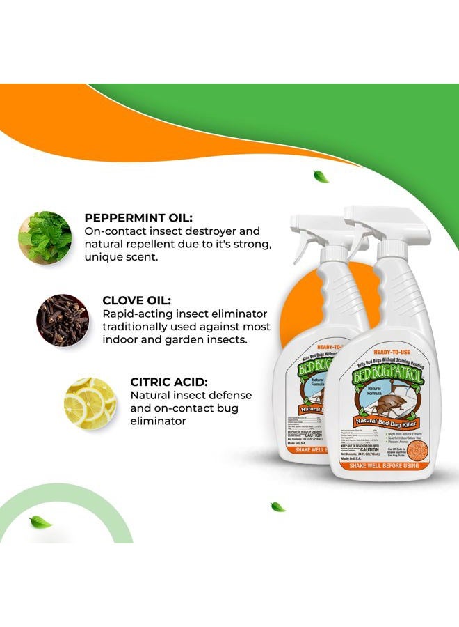 Bed Bug Patrol Natural Bed Bug Killer Spray, Child & Pet Friendly, Non-Toxic, Suitable for Home, Office, Vehicles, Mattresses & Furniture - 24oz Bottle (2 Pack) - Bug Spray Bed Bug Spray - Bug Bye - Image 2