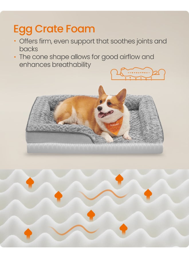 FEANDREA Orthopedic Dog Bed for Large Dogs, Memory Foam Dog Bed Sofa Pet Couch with Sides, Removable Washable Cover and Waterproof Liner, 91 x 68 x 16 cm, Dove Grey - Image 3