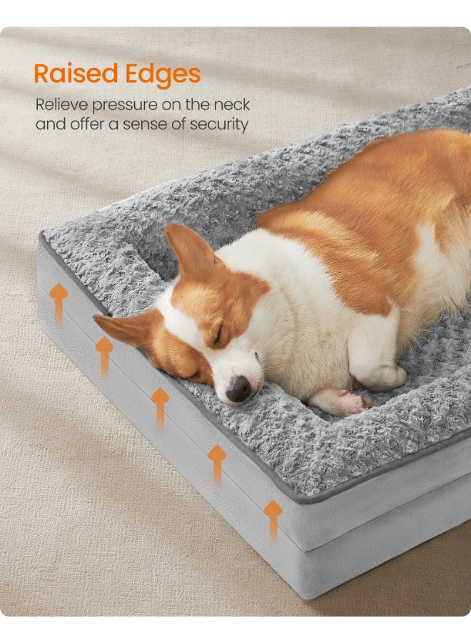 FEANDREA Orthopedic Dog Bed for Large Dogs, Memory Foam Dog Bed Sofa Pet Couch with Sides, Removable Washable Cover and Waterproof Liner, 91 x 68 x 16 cm, Dove Grey - Image 4
