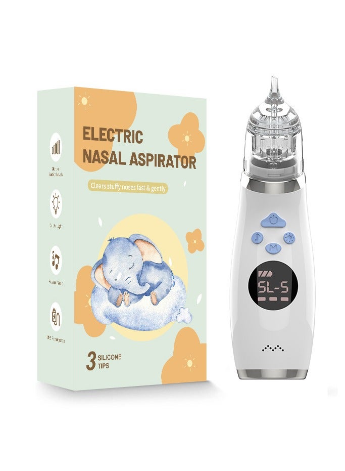 شفاط أنف للأطفال: شفاط أنف مقاوم للماء - مستوى شفط قابل للتعديل 5 - وظيفة موسيقى وضوء مهدئة مع 3 رؤوس سيليكون وصندوق تخزين - Image 3