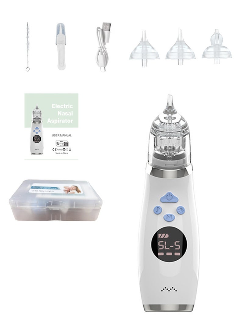 شفاط أنف للأطفال: شفاط أنف مقاوم للماء - مستوى شفط قابل للتعديل 5 - وظيفة موسيقى وضوء مهدئة مع 3 رؤوس سيليكون وصندوق تخزين - Image 1