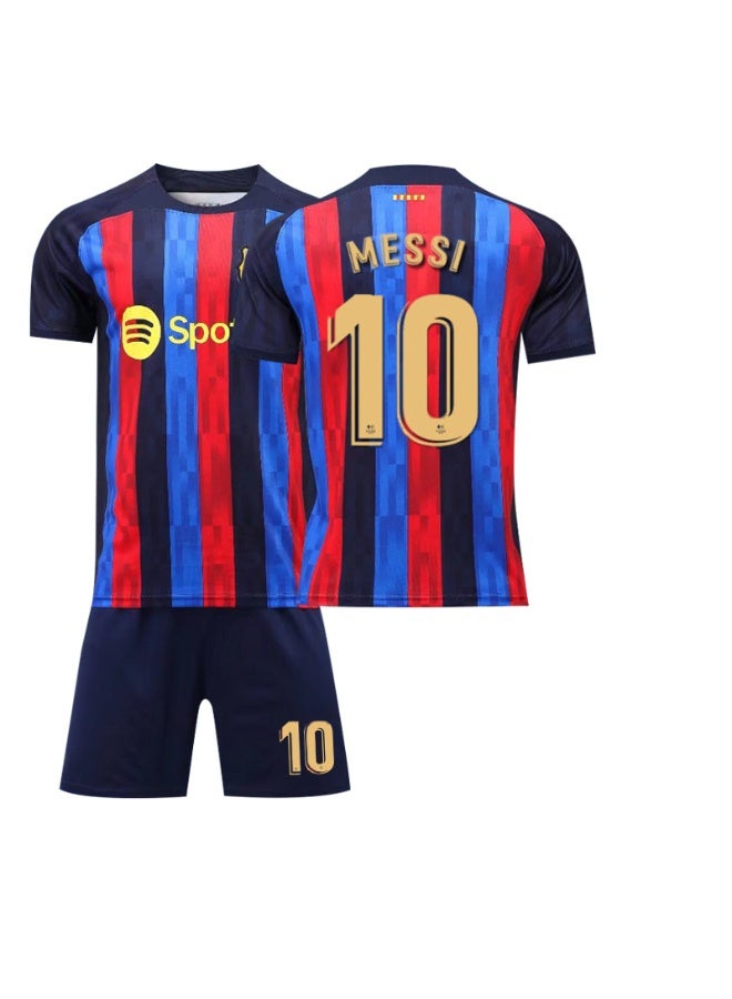 اف سي برشلونة 2022-2023 موسم كرة القدم رياضية # 10 ميسي كرة القدم جيرسي مجموعة تي شيرتات قصيرة للأطفال حجم والكبار حجم الهدايا للجماهير والأصدقاء - Image 1