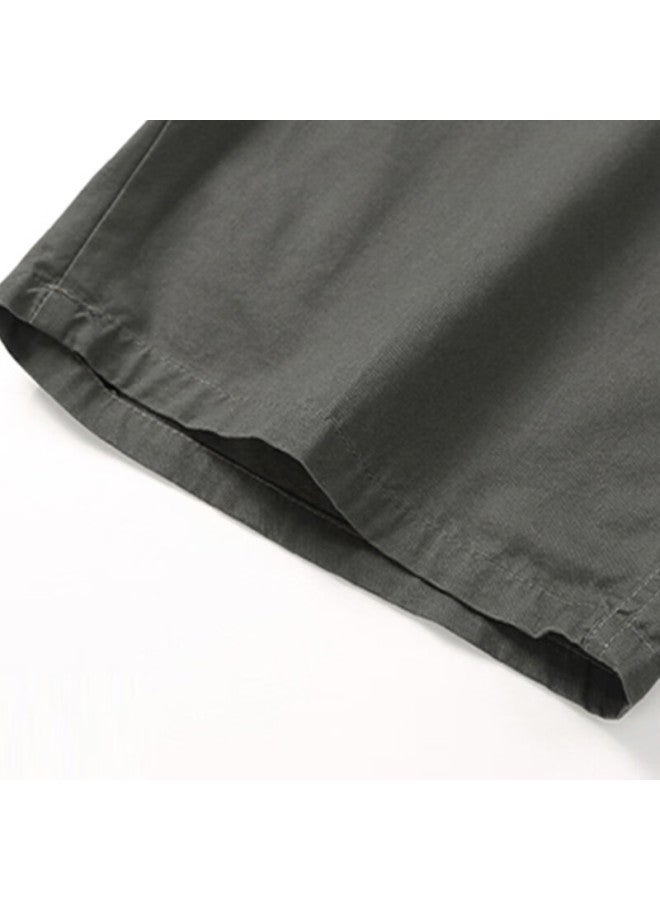 Tucano Men's Summer Solid Color Cotton Casual Sports Thin Breathable Five-point Shorts Military Green 5XL - Image 4