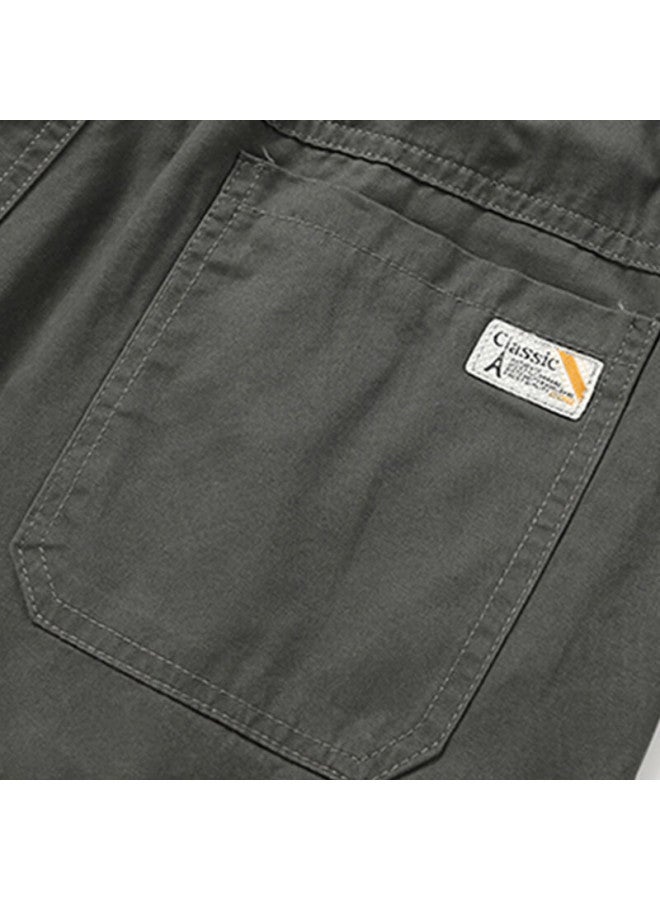 Tucano Men's Summer Solid Color Cotton Casual Sports Thin Breathable Five-point Shorts Military Green 5XL - Image 5
