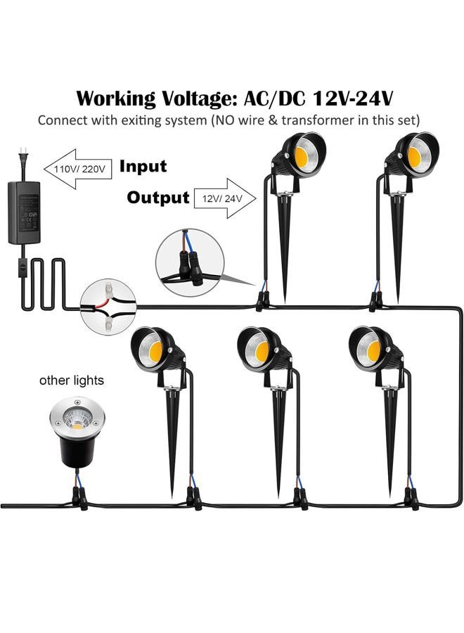 ZUCKEO 10W Low Voltage Landscape Lights LED Landscape Lighting with Connectors, 12V Outdoor Spotlights Yard Garden Pathway Lights, 1000LM Waterproof Warm White Light (14 Pack) - Image 5