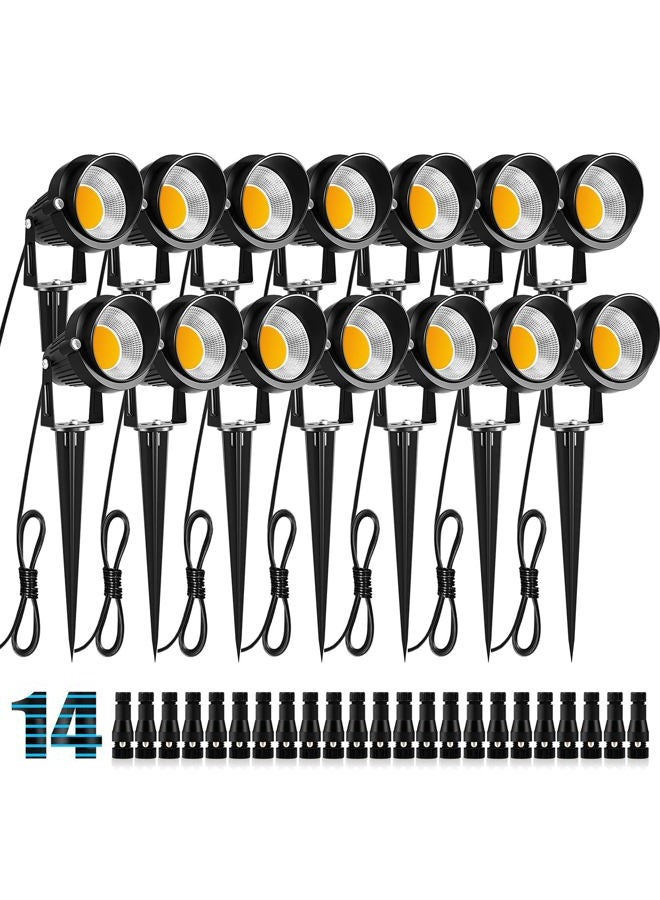 ZUCKEO 10W Low Voltage Landscape Lights LED Landscape Lighting with Connectors, 12V Outdoor Spotlights Yard Garden Pathway Lights, 1000LM Waterproof Warm White Light (14 Pack) - Image 1