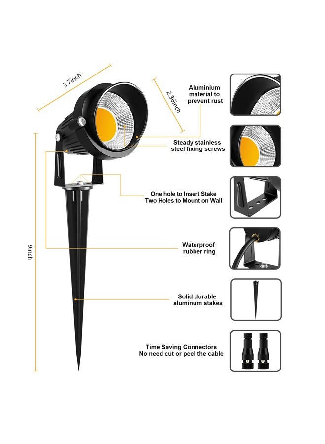 ZUCKEO 10W Low Voltage Landscape Lights LED Landscape Lighting with Connectors, 12V Outdoor Spotlights Yard Garden Pathway Lights, 1000LM Waterproof Warm White Light (14 Pack) - Image 3