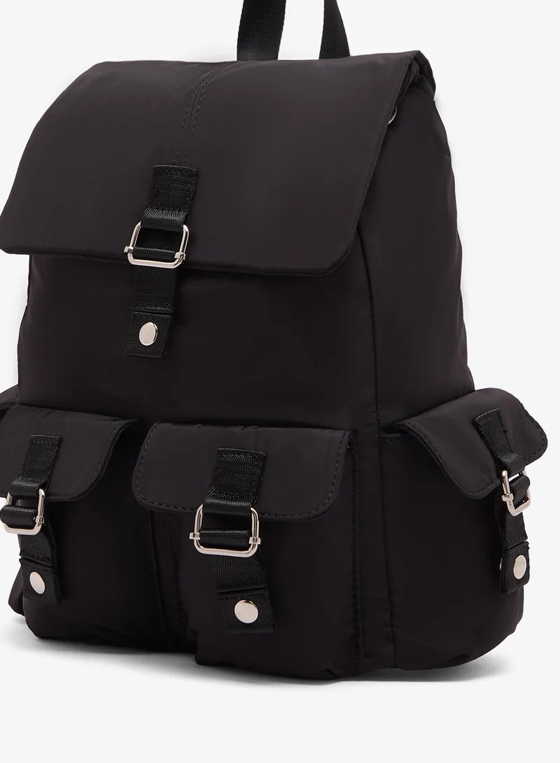 Ginger Black Pocket Detail Nylon School And Travel Backpack for Women | Best Price UAE